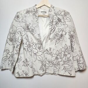 Noni Floral Print Blazer Cream Taupe Single Button Jacket Size 18